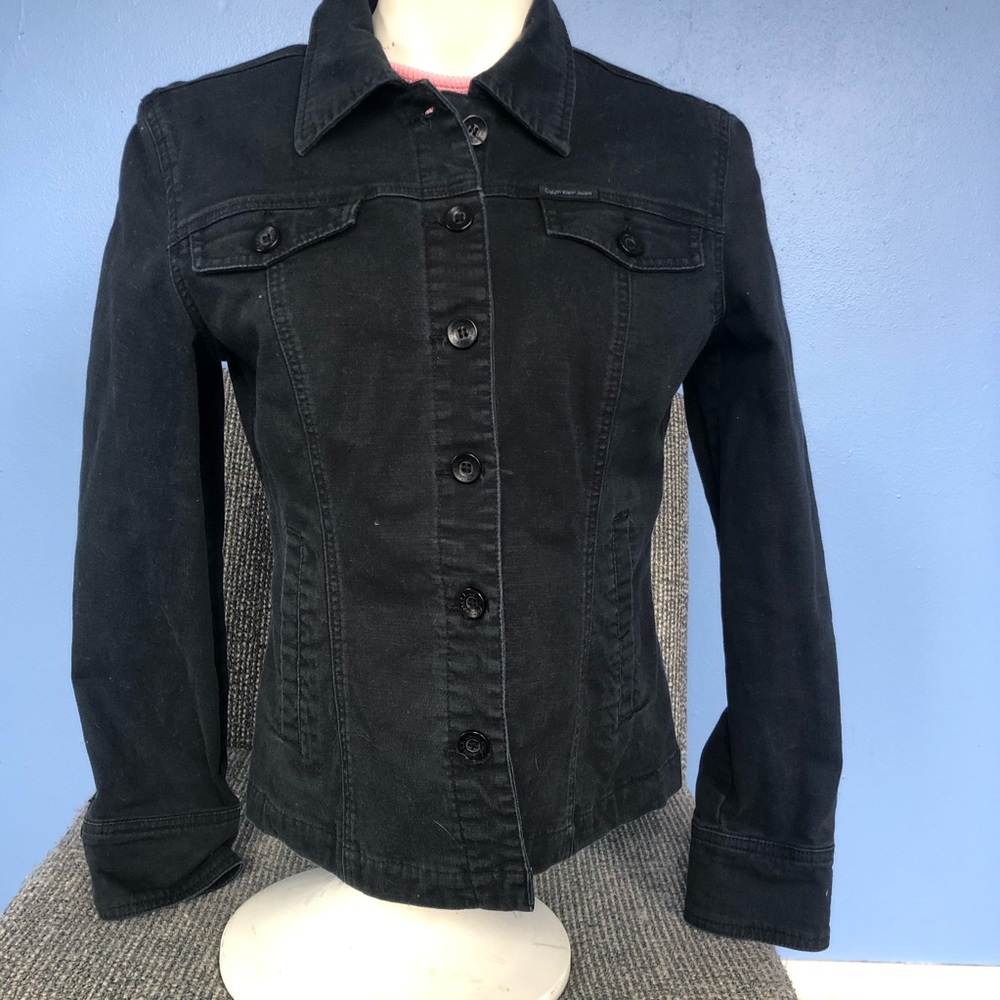 Calvin Klein Jeans Black Denim Button-Front Jacket